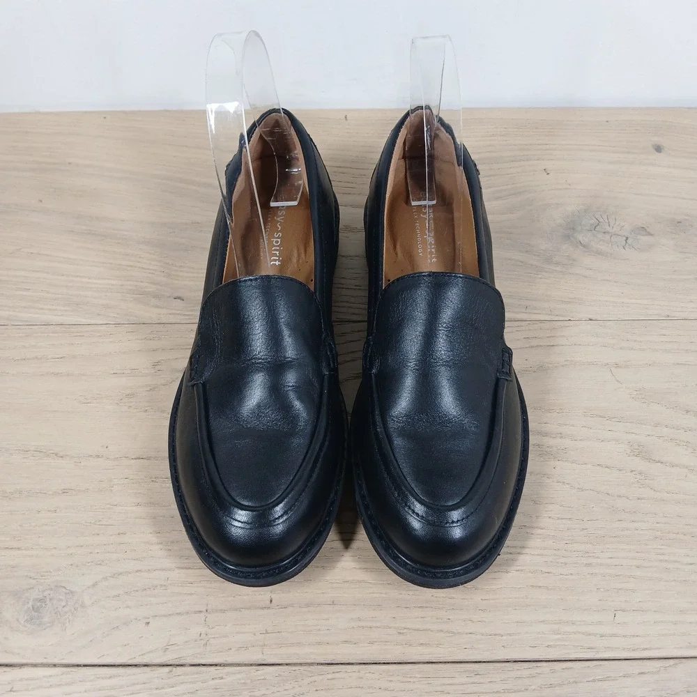 Easy Spirit Sejaylin Loafers Women 6.5 Black Leather Slip On Classic
